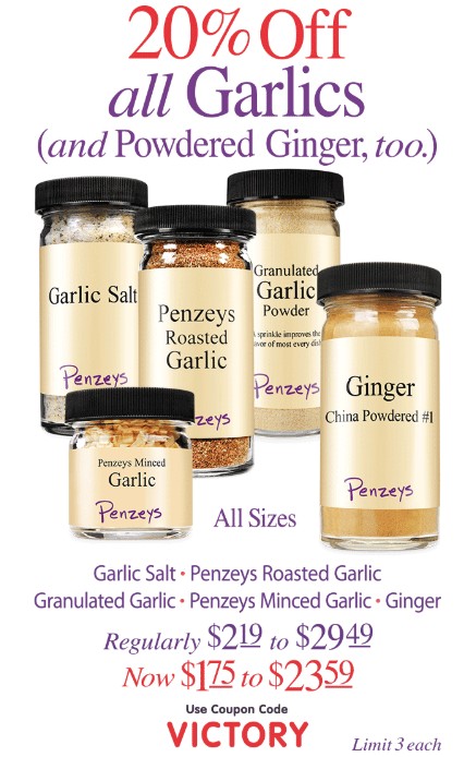20% off Garlic and Ginger